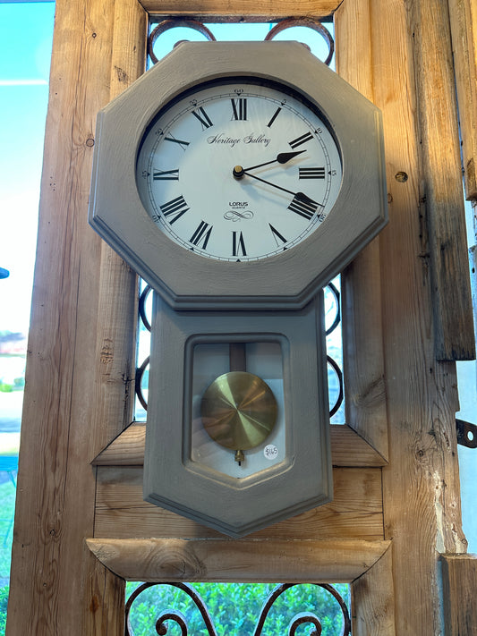 Grey painted vintage wooden clock